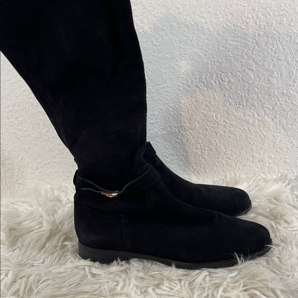 KATE SPADE New York Verona Suede Black Knee High Boots With Spade Charm Size 8 - Picture 4 of 11